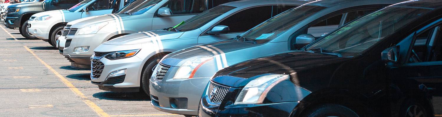 Row of cars, trucks & vans