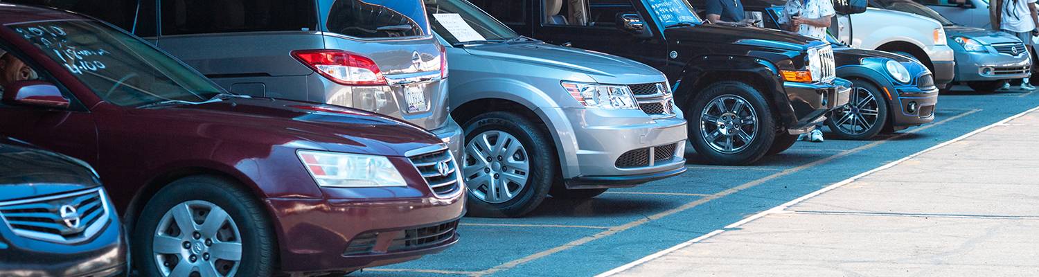 Row of cars, trucks & vans