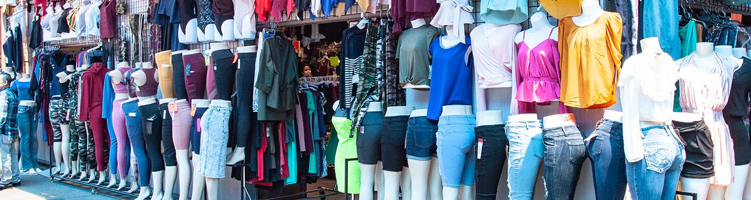 Outdoor vendor selling clothing