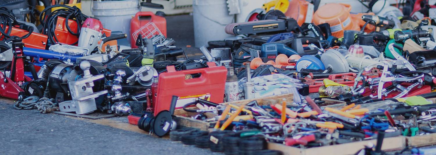 Various tools on the ground | Garage Sale at Phoenix Park 'n Swap